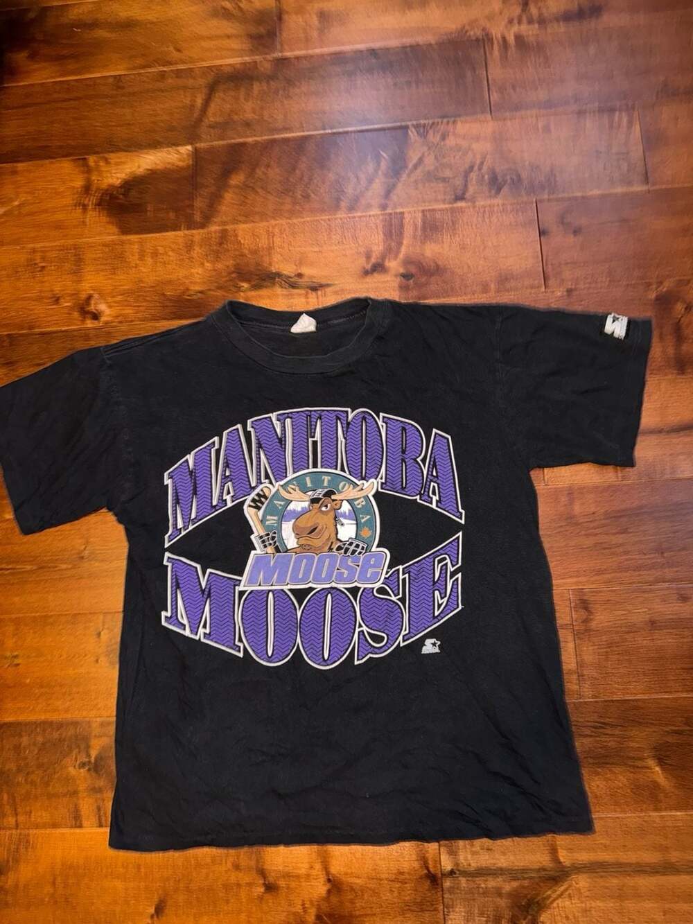 Vintage Starter Manitoba Moose AHL Hockey Black T-Shirt